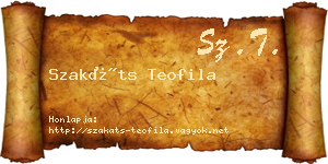 Szakáts Teofila névjegykártya